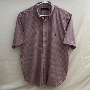 Ralph Lauren Red and White Checkered Casual Button Down Shirt